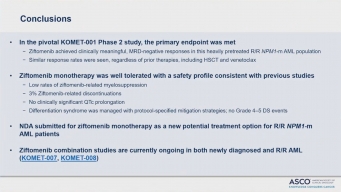 First in Human Study of Ziftomenib in Relapsed or Refractory